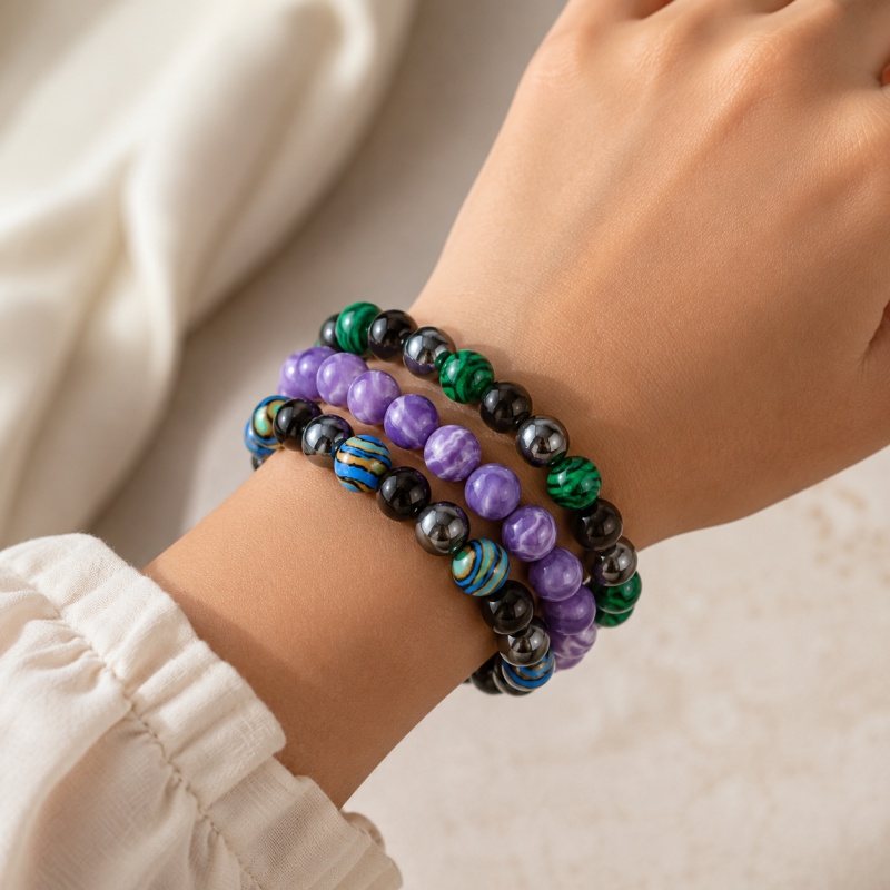 3pcs Triple Turquoise Bracelets Set